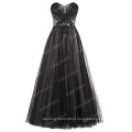 Kate Kasin Strapless Soft Tulle Black Long Vestido de baile com xaile livre KK000132-1